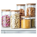 OEM Suppliers Heat Resistant Borosilicate Glass jars glass canister wooden lid Storage-95S